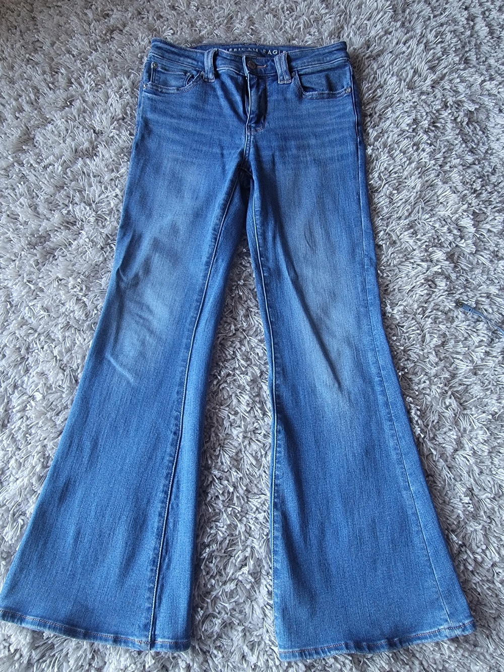 American Eagle Outfitters Medium Blue Wide-Leg Flare Jeans
